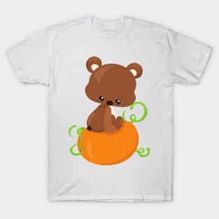 Thanksgiving Bear, Cute Bear, Little Bear, Pumpkin T-Shirt